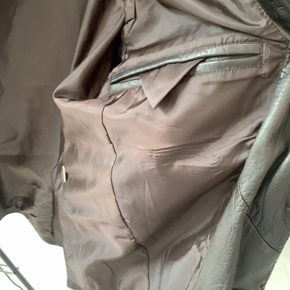 Zara man dark brown genuine leather blazer-jacket, size XL - Picture 12 of 14